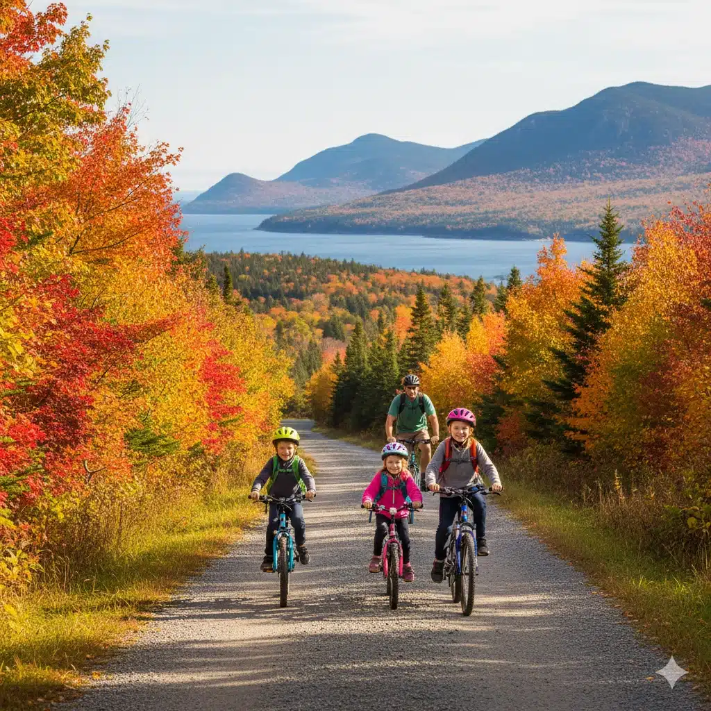 Affordable Acadia National Park family biking vacation