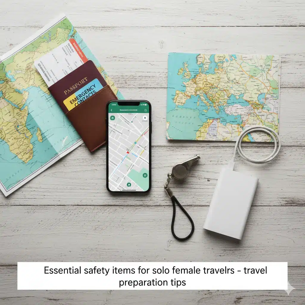 Essential safety items for solo female travelers travel preparation checklist