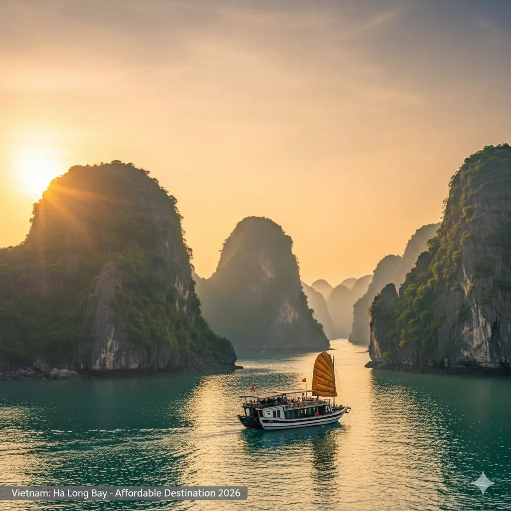 Budget travel Vietnam Ha Long Bay scenic limestone karsts affordable destination 2026